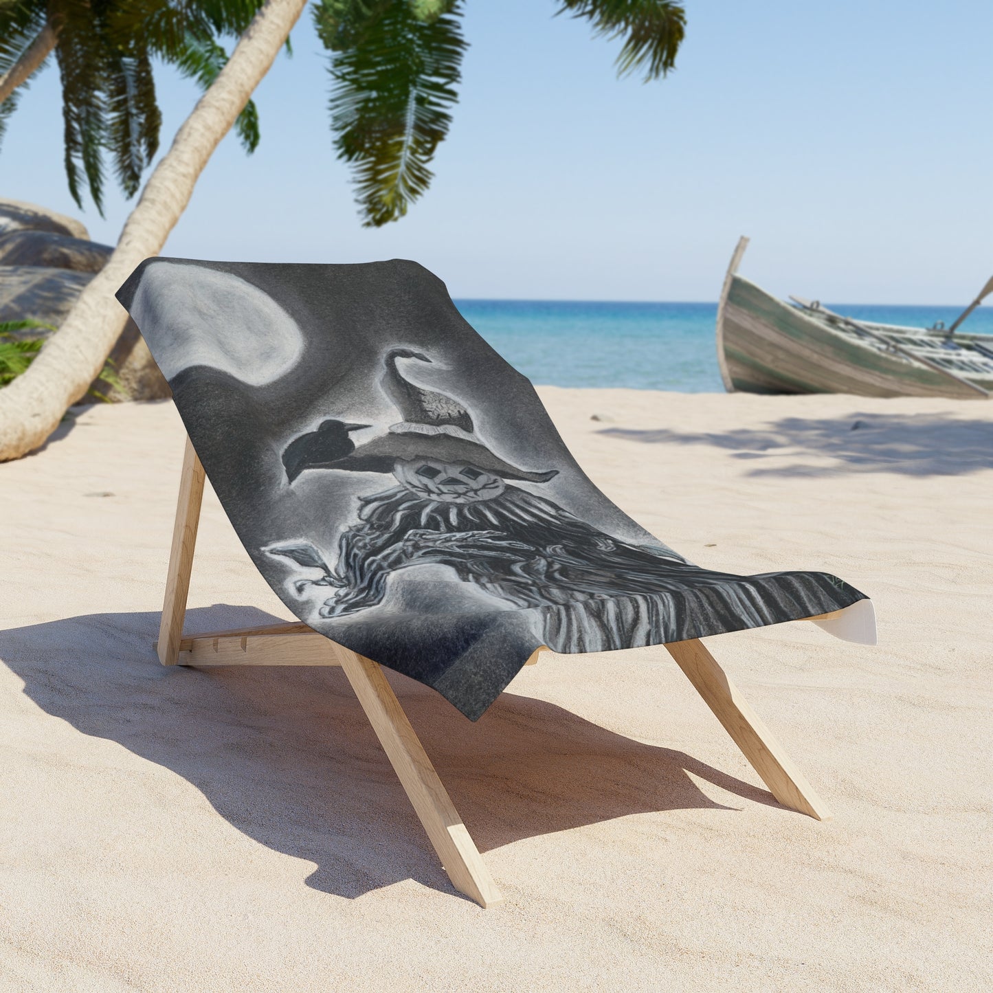 'The Gatekeeper' Surrealist Halloween Beach Towel