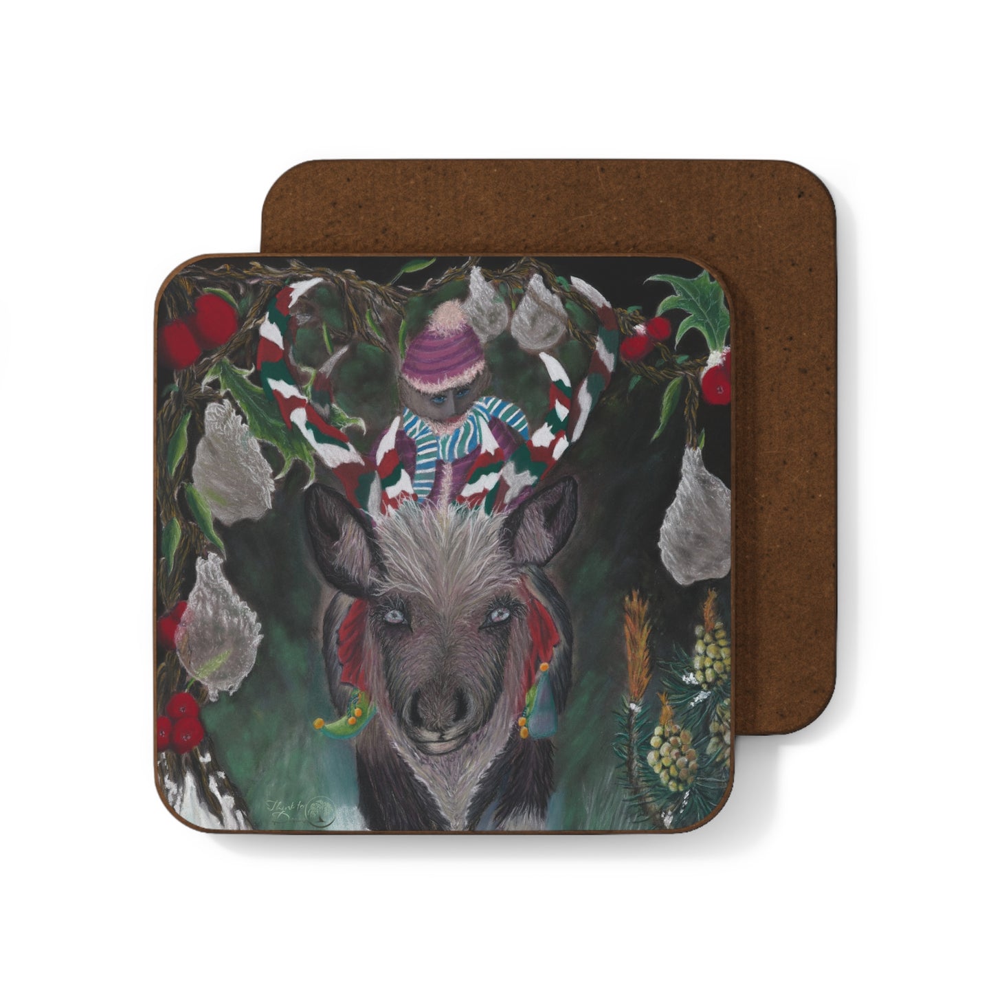 Hardboard Back Coaster 'Christmas Emergence'.