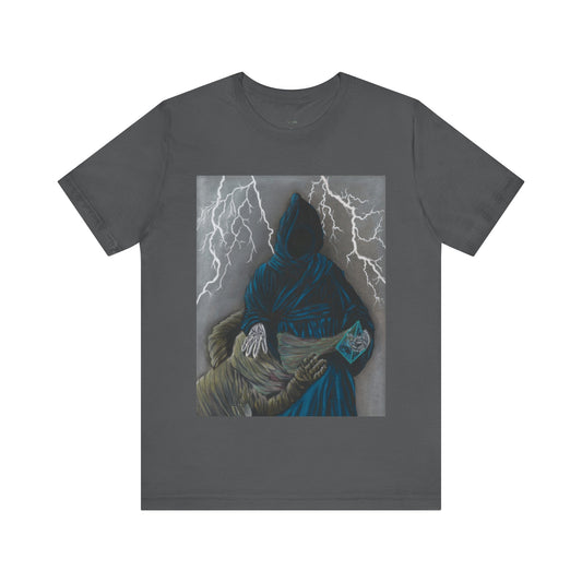 Unisex Short Sleeve T-shirt 'The Grave Escape'.