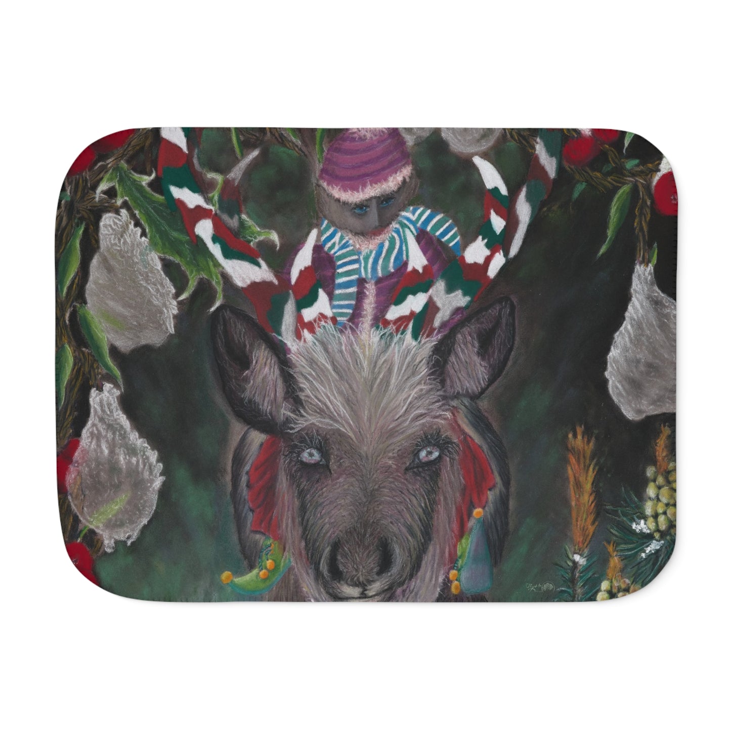 Sherpa Blanket, Two Colors 'Christmas Emergence'.