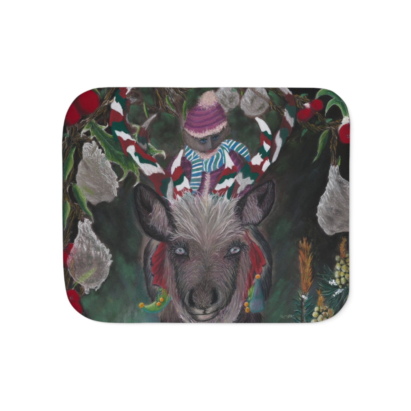 Sherpa Blanket, Two Colors 'Christmas Emergence'.