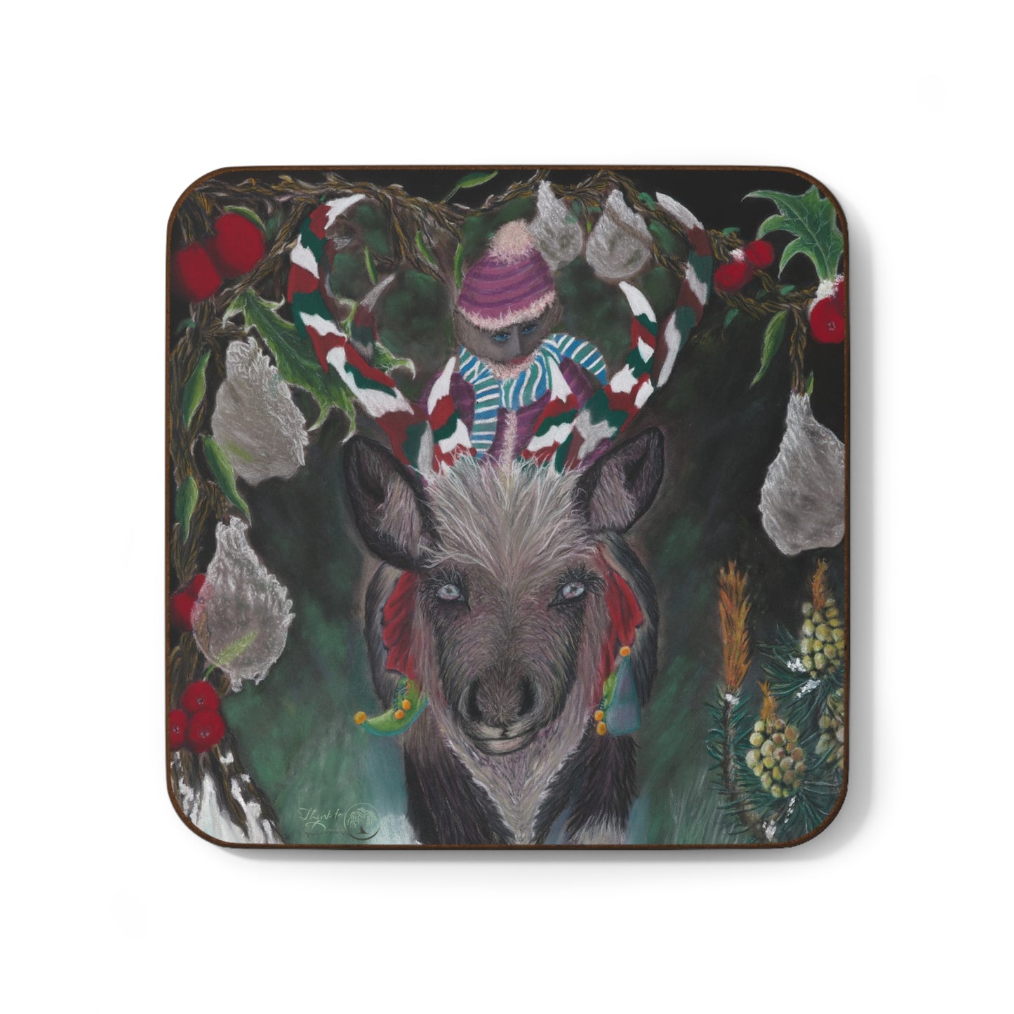 Hardboard Back Coaster 'Christmas Emergence'.