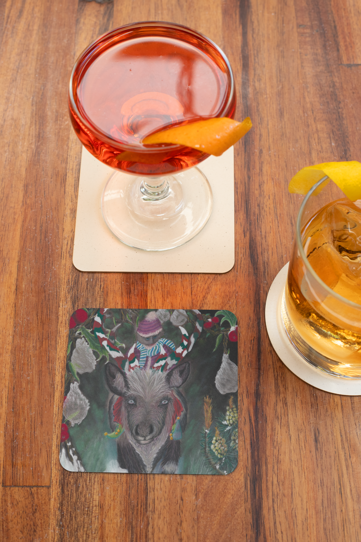 Hardboard Back Coaster 'Christmas Emergence'.
